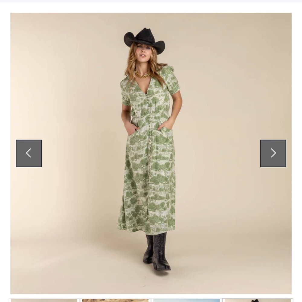Sendero Darcy Green Printed V-Neck Women’s Midi Dress - Picture 5 of 5